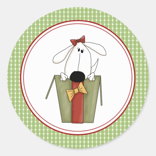 Weihnachts Welpen-Umschlag Aufkleber Sticker (Vorderseite)