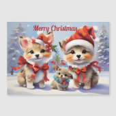 Weihnachts Welpen Urlaub Magnetkarte (Vorderseite)