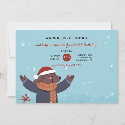 Weihnachts-Welpeneinladung Einladung (Vorderseite)