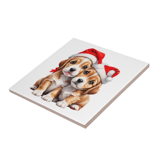 Weihnachts Welpenhunde Fliese (Seite)