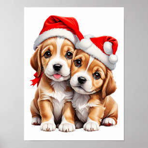 Weihnachts Welpenhunde Poster