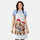 Weihnachts Welpenhunde Schürze (Getragen)