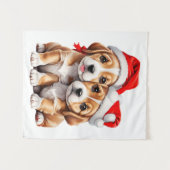 Weihnachts Welpenhunde Wandteppich (Vorderseite (Horizontal))