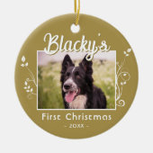 Weihnachts Welpenname Foliage Foto Keramik Ornament (Vorne)