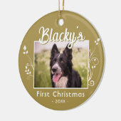 Weihnachts Welpenname Foliage Foto Keramik Ornament (Links)