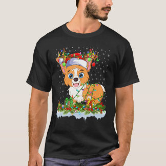 Weihnachts-Welsh-Corgi-Hund Weihnachtsbeleuchtung T-Shirt