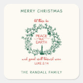 Weihnachts-Weltfrieden Handgezeichneter Name Quadratischer Aufkleber (Vorderseite)