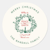 Weihnachts-Weltfrieden Handgezeichneter Name Runder Aufkleber (Vorderseite)