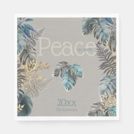 Weihnachts-Weltfrieden Tropical Blue Foliage Serviette