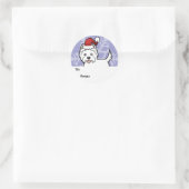 Weihnachts-West-Highland White Terrier-Geschenketi Runder Aufkleber (Tasche)