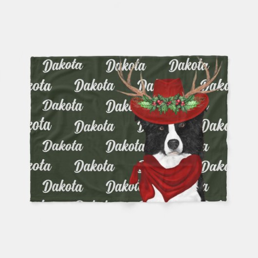 Weihnachts-Western Border Collie mit dem Namen des Fleecedecke (Vorderseite (Horizontal))