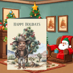 Weihnachts-Western Cowboy hinzufügen Feiertagskarte