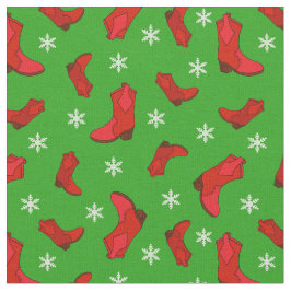 Weihnachts-Western Cowboy Stiefel in Rot und Grün Stoff