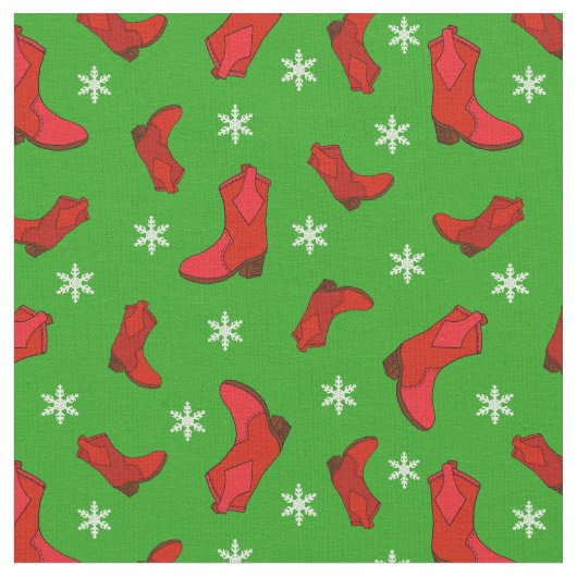 Weihnachts-Western Cowboy Stiefel in Rot und Grün Stoff (Nahaufnahme)