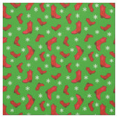 Weihnachts-Western Cowboy Stiefel in Rot und Grün Stoff (Muster)