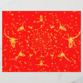 Weihnachts-Western Glitzer Red Gold Giro Kuh Skull