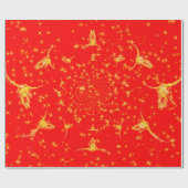 Weihnachts-Western Glitzer Red Gold Giro Kuh Skull Geschenkpapier (Flach)