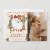 Weihnachts-Western Santa Baby Dusche Foto Einladung (Vorderseite)