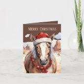 Weihnachts-Western-Weihnachtspferd hinzufügen Feiertagskarte (Vorderseite)