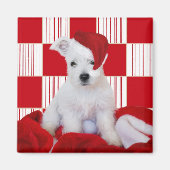 Weihnachts-Westie-Pup-Plätze - Square Magnet (Vorne)