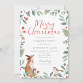 Weihnachts Whimsical Animals Greenery Party Einladung (Vorderseite)