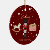 Weihnachts Whimsical Nutcracker Santa Kids Name Keramik Ornament (Rechts)