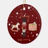 Weihnachts Whimsical Nutcracker Santa Kids Name Keramik Ornament (Links)