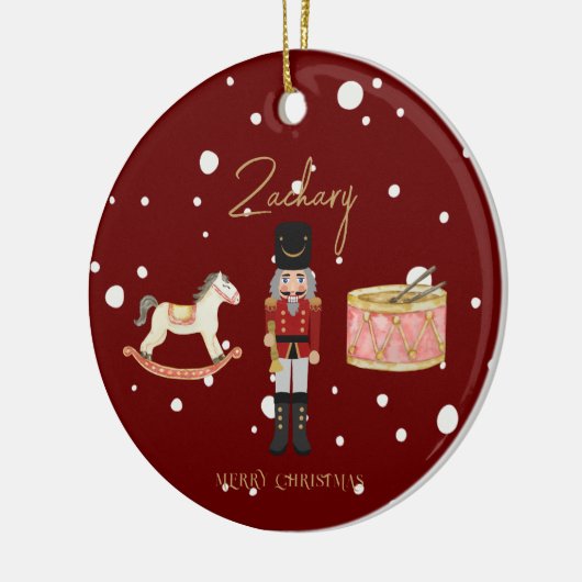 Weihnachts Whimsical Nutcracker Santa Kids Name Keramik Ornament (Links)