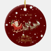 Weihnachts Whimsical Nutcracker Santa Kids Name Keramik Ornament (Hinten)