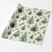 Weihnachts Whimsical Pine Trees Muster Geschenkpapier (Ungerollt)
