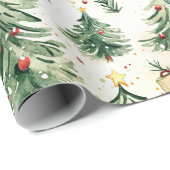 Weihnachts Whimsical Pine Trees Muster Geschenkpapier (Rolleneckpunkt)