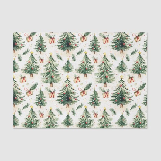 Weihnachts Whimsical Pine Trees Muster Seidenpapier (Vorderseite)