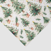 Weihnachts Whimsical Pine Trees Muster Seidenpapier (Ausschnitt)