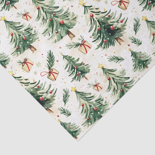 Weihnachts Whimsical Pine Trees Muster Seidenpapier (Ausschnitt)