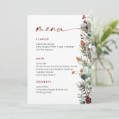 Weihnachts-Whimsical-Roter-Bogen-Kranz-Abendessen- Menükarte (Stehend Vorderseite)