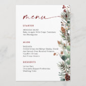Weihnachts-Whimsical-Roter-Bogen-Kranz-Abendessen- Menükarte (Vorderseite)