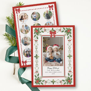 Weihnachts-Whimsical-Schleife Botanisch Beeren Fot Feiertagskarte