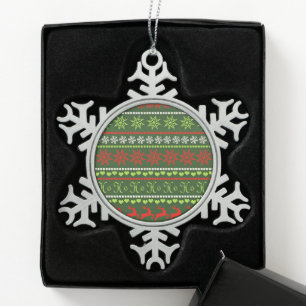 Weihnachts-Wiederholungsmuster Schneeflocken Zinn-Ornament