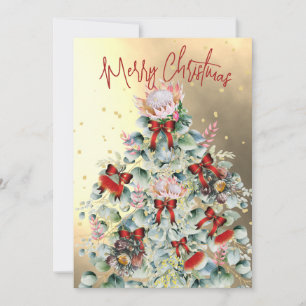 Weihnachts-Wildblume Gold Roter Baum Gruß  Feiertagskarte