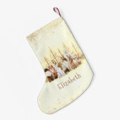 Weihnachts Wilde Tiere Braun Wasserfarbe Custom Kleiner Weihnachtsstrumpf (Rückseite (Hängend))