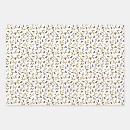 Weihnachts-Wildvögel und -Branchen-Muster Geschenkpapier Set (Vorderseite 3)