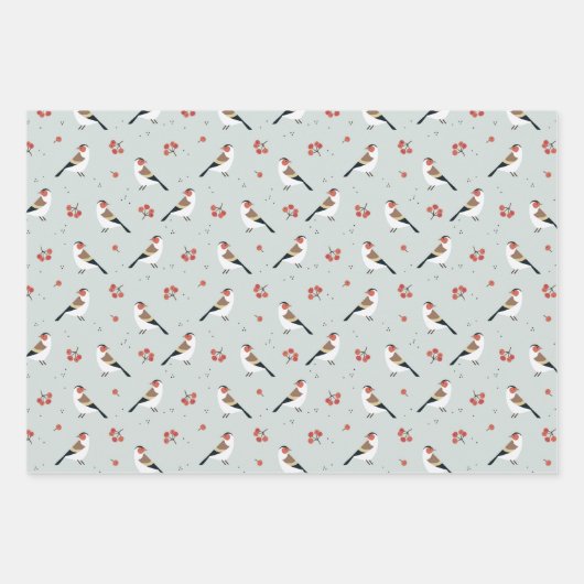 Weihnachts-Wildvögel und -Branchen-Muster Geschenkpapier Set (Vorderseite 2)