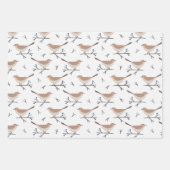 Weihnachts-Wildvögel und -Branchen-Muster Geschenkpapier Set (Vorderseite)