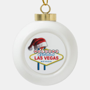 Weihnachts-Willkommen-in-Las-Vegas-Schild Keramik Kugel-Ornament