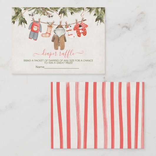 Weihnachts-Windeln Raffle Baby Dusche Wäscheleine Begleitkarte (Vorne/Hinten)
