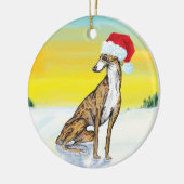 Weihnachts-Windhund Keramik Ornament (Links)