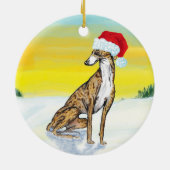 Weihnachts-Windhund Keramik Ornament (Hinten)