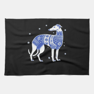 Weihnachts-Windhund mit hässlichem Pullover Bl Geschirrtuch