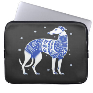 Weihnachts-Windhund mit hässlichem Pullover Bl Laptopschutzhülle