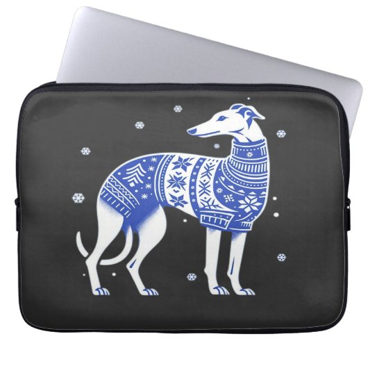 Weihnachts-Windhund mit hässlichem Pullover Bl Laptopschutzhülle (Vorderseite)